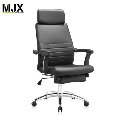 High end  black high back PU sleeping office chair with 370mm chrome base