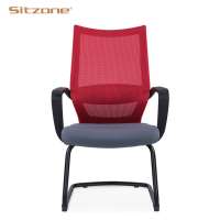 Factory price red mesh cover office visit staff chair with armrest